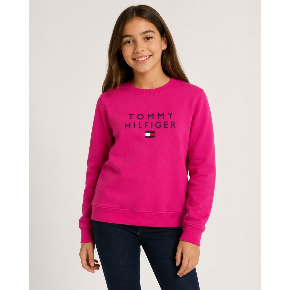Tommy Hilfiger Girls Pink Logo Sweatshirt Youth XL 16–18